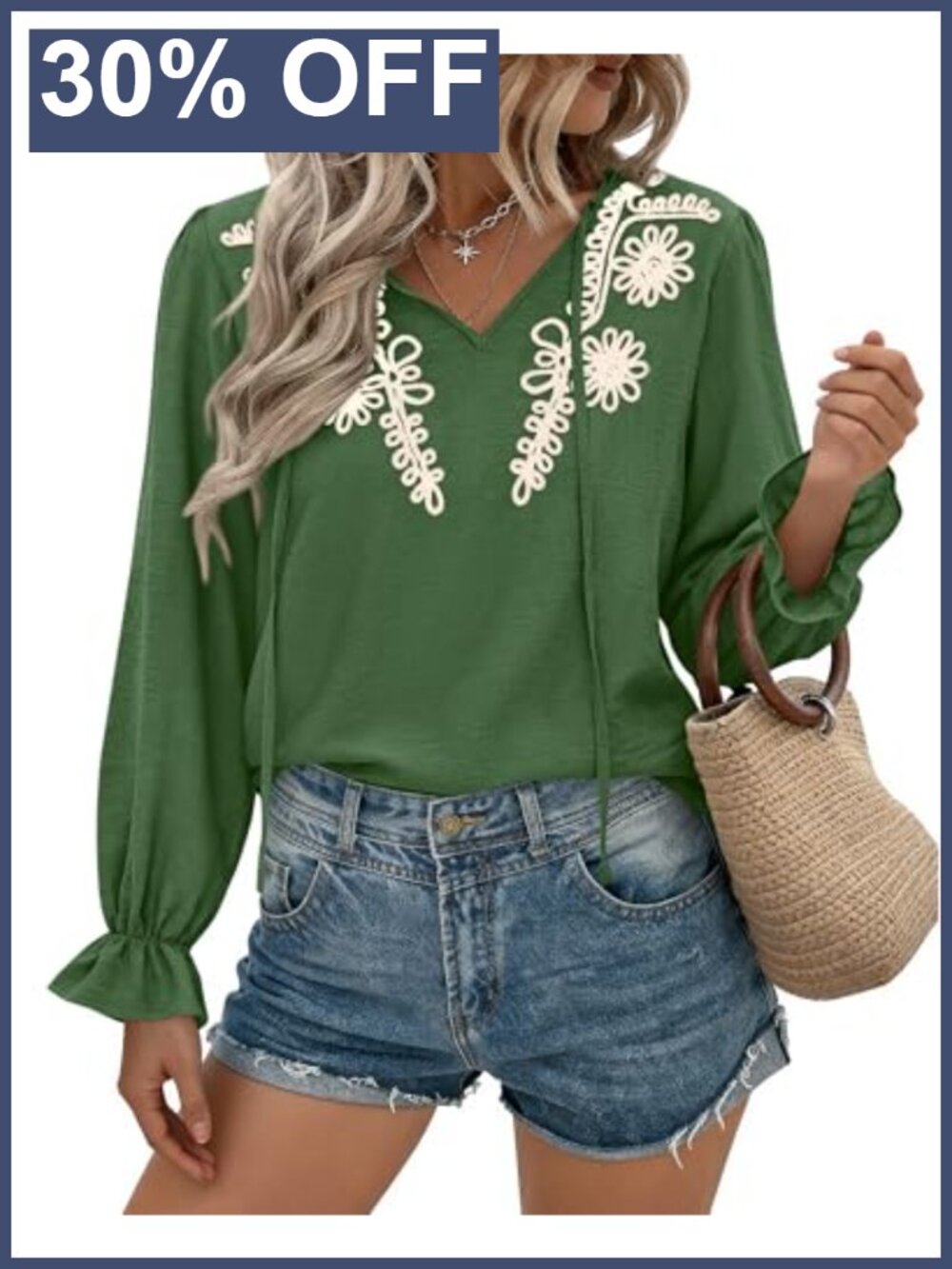 BTFBM Womens Boho V Neck Ruffle Long Sleeve Embroidered Blouse